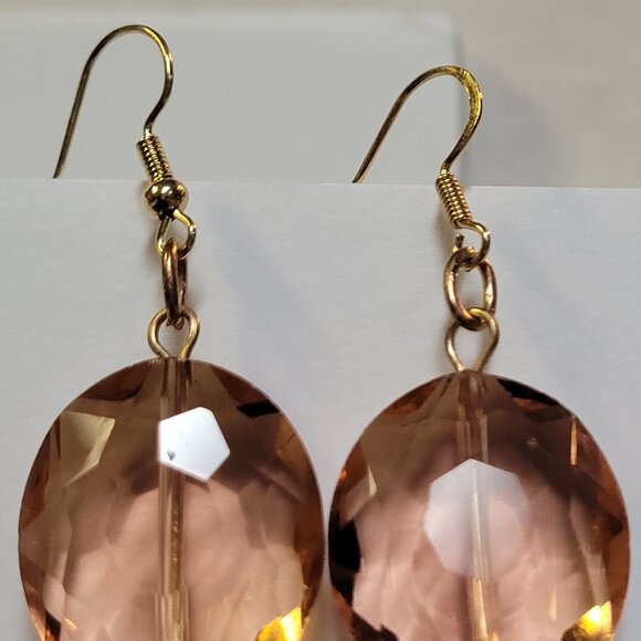 Peach Translucent Faceted Earrings - Picture 4 of 4
